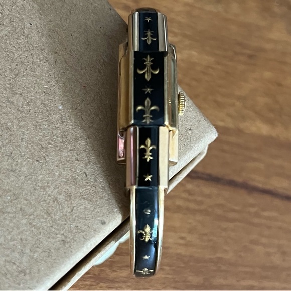 Ernest Borel Watch Incabloc Cuff with Gold Fleur Di Lis Insignia Vintage Antique - Picture 4 of 10